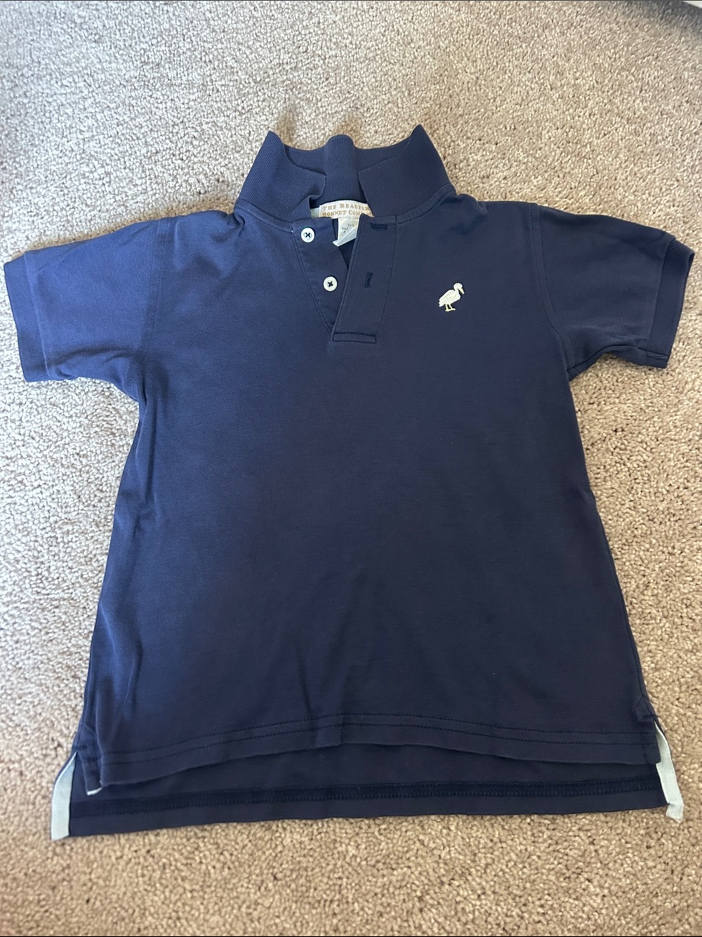 The Beaufort Bonnet Company Navy Polo with White Pelican Logo